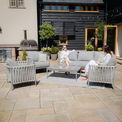 Milan Small Corner Sofa Set With Armchair - Cool Linen