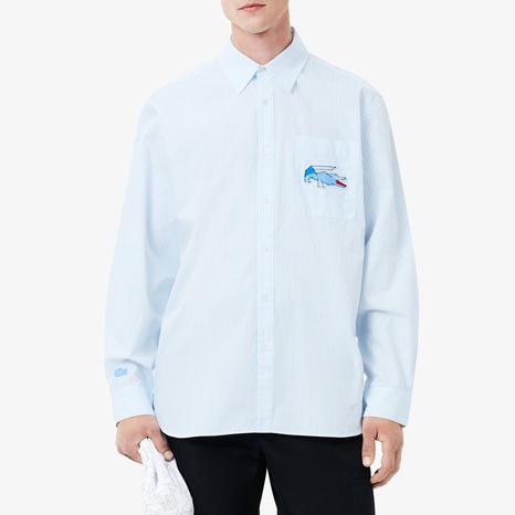 Blue Pinstripe Embroidered Shirt