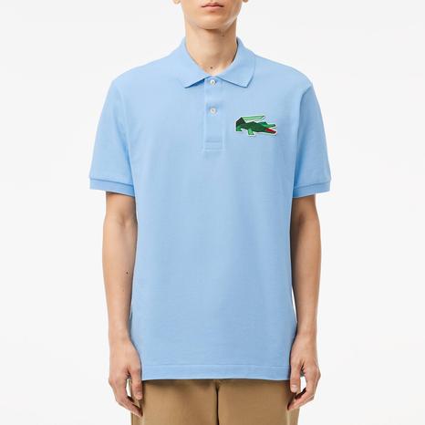 Sky Blue Geometric Badge Polo Shirt