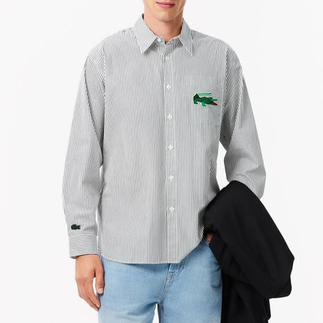 Dark Green Pinstripe Embroidered Shirt