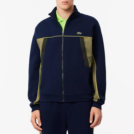 Navy Contrast Trim Zip Through Sweat