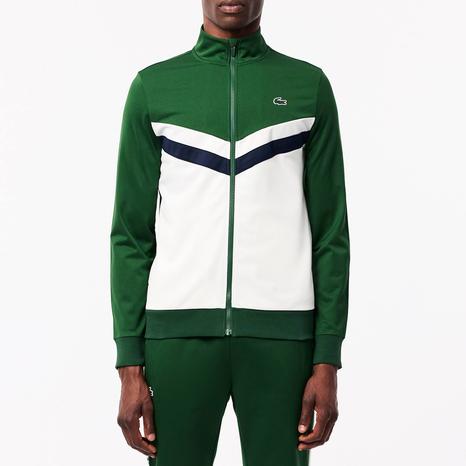 Olive Colourblock Zip Through Sweat