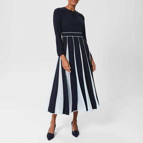 Navy Cecilia Pleated Dress