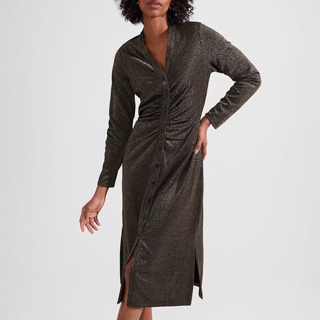 Gold Hatty Simmer Buttoned Dress
