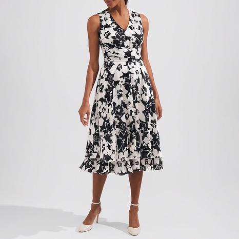 Black Print Viola Fit & Flare Dress