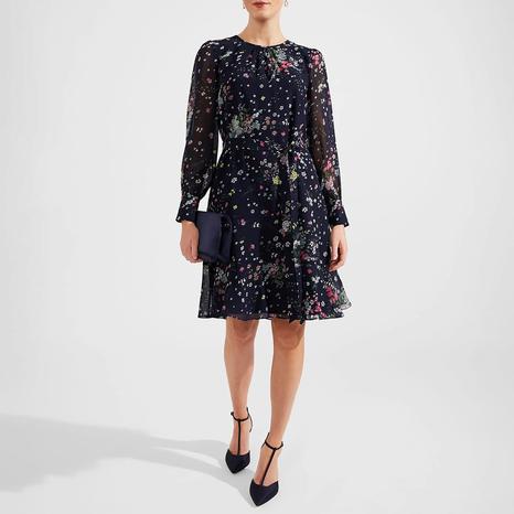 Navy Frances Floral Tie Dress