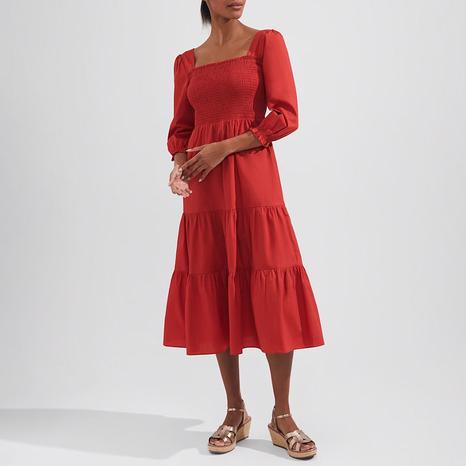 Red Tia Cotton Midi Dress