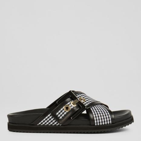 Black/White Rory Flat Sandals