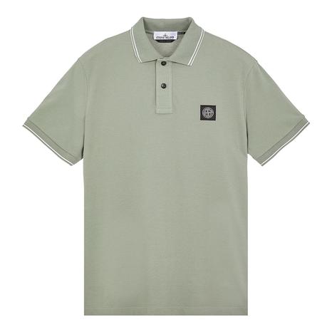 Sage Contrast Trims Cotton Blend Polo Shirt