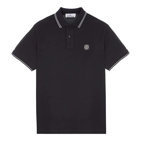 Navy Pique Cotton Blend Polo Shirt