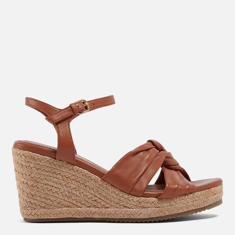 Tan Carda Leather Wedge Espadrilles