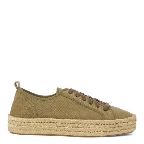 Khaki Canvas Espadrille Trainers