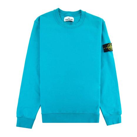 Turquoise Crew Neck Cotton Blend Jumper