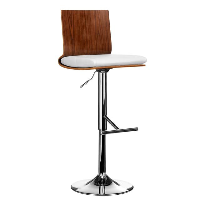 Fifty Five South Walnut Wood Bar Chair, White