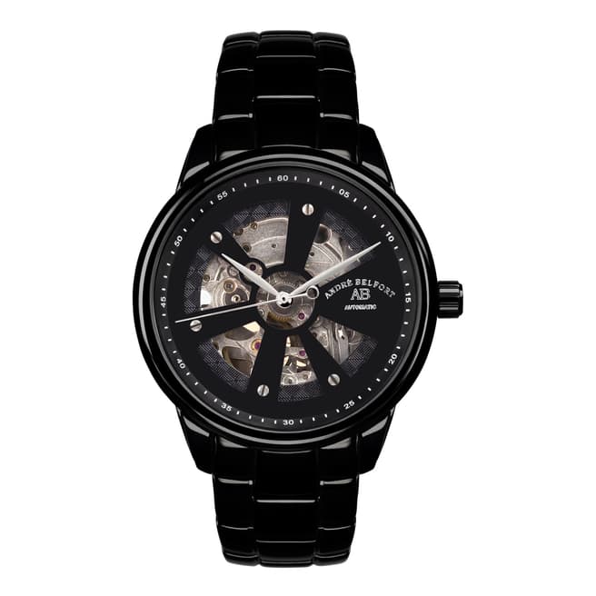 Andre Belfort Men's Black Stainless Steel Wheel of Time Watch