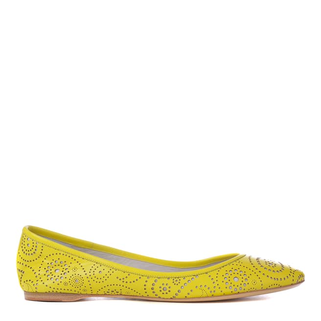 Jil Sander Yellow Leather Paisley Perforated Pumps