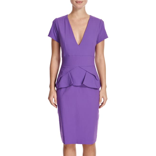 Hybrid Purple Alexandra Pleated Peplum Dress