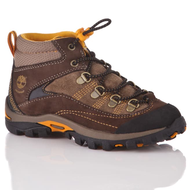 Timberland Boy's Brown/Orange Waterproof Hypertrail Mid Hiker Boots