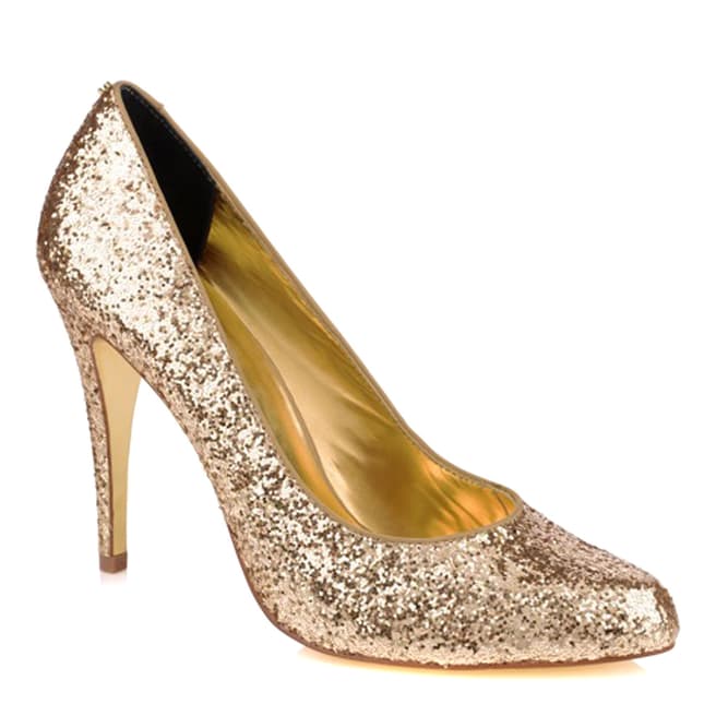 Ted Baker Gold Jaxine Glitter Shoes 11cm Heel