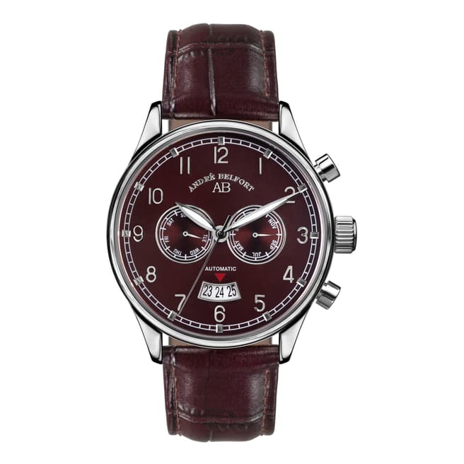 Andre Belfort Men's Brown/Silver Leather/Stainless Steel Watch