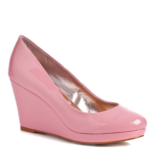 Timeless Pink Oker Patent Wedges Shoes 9cm Heel