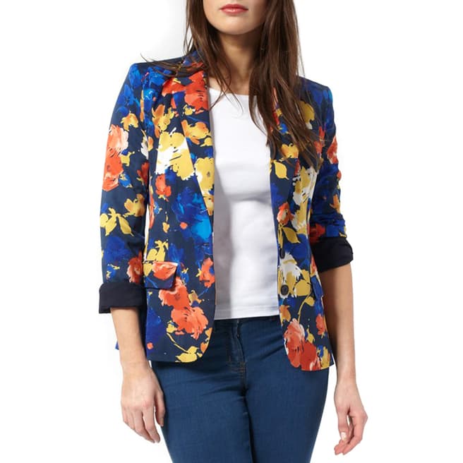 Great Plains Blue/Orange Artist's Rose Floral Jacket