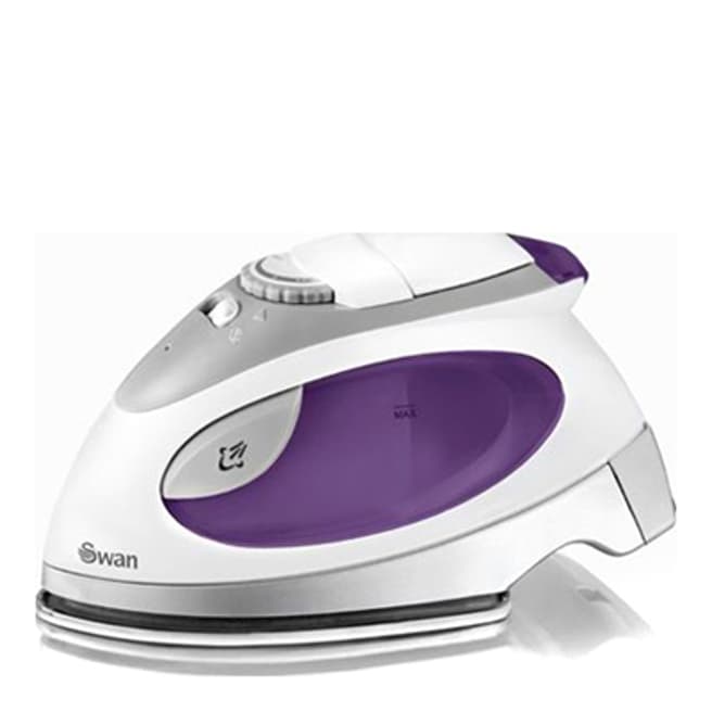 Swan Purple/White Travel Iron with Pouch