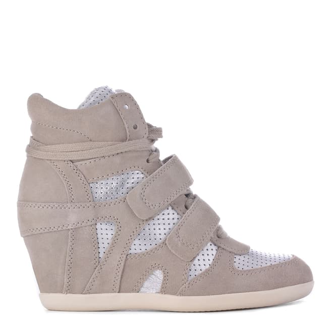 ASH Clay/Silver Suede Bea Wedge Trainers 9cm Heel