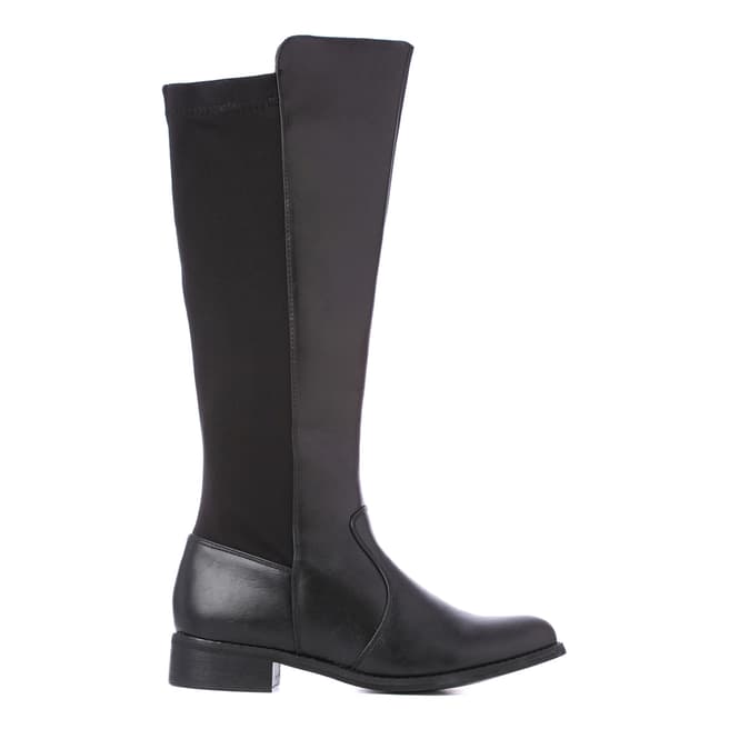 Heart & Sole Black Leather Slip-on Long Boots