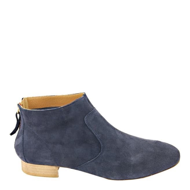 Eye Blue Suede Zip Back Ankle Boots