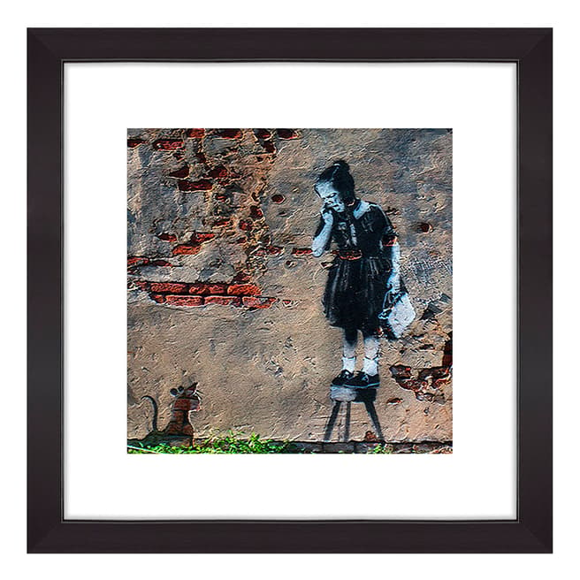 Banksy Girl and Mouse Banksy Framed Print 30cm x 30cm