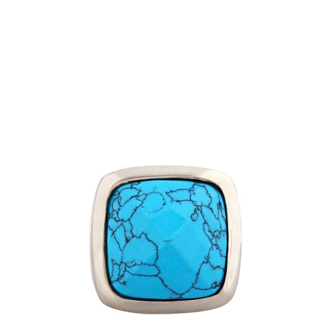 Alexa by Liv Oliver Silver/Turquoise Cushion Ring