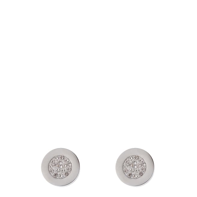 Black Label by Liv Oliver Silver Jewel Circle Stud Earrings