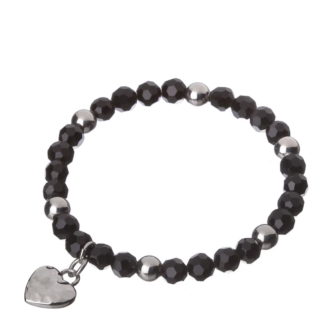 Chloe Collection by Liv Oliver Black Beaded Silver Plated Sphere Bracelet
