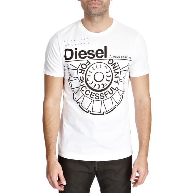 Diesel Men's White/Black Always Positive Cotton T-Shirt