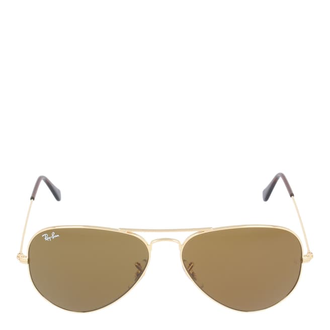 Ray-Ban Unisex Gold/Light Brown Aviator Sunglasses