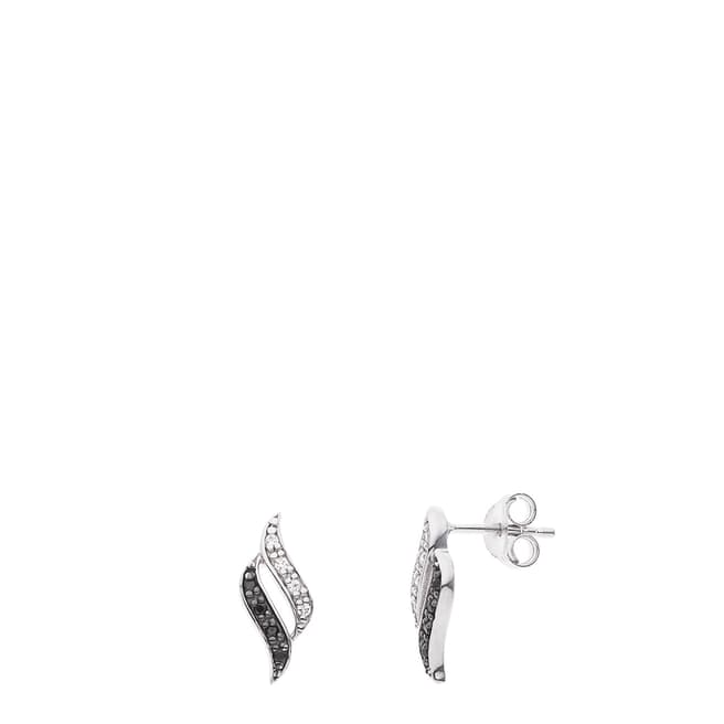 Wish List Silver/Black Crystal Wave Earrings