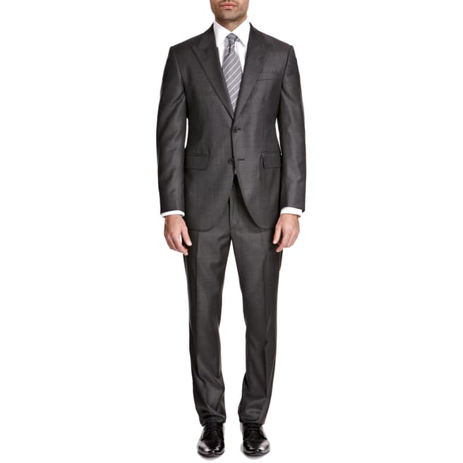Kent & Curwen Charcoal Single Breasted Wool Suit