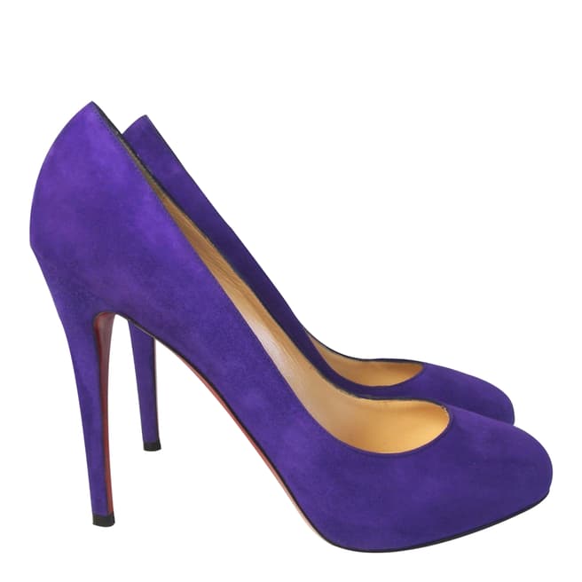 Christian Louboutin Purple Suede Decollete Court Shoes 10cm Heel