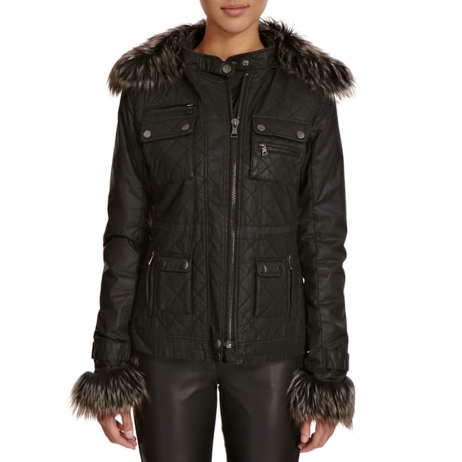 Urbancode Black Piper Quilted Coated Cotton Jacket