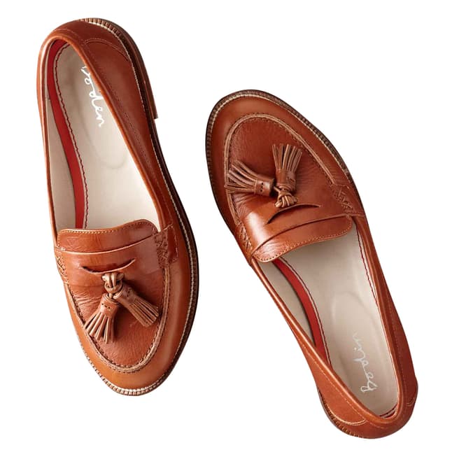 Boden Brown Tassel Leather Loafers 2.5cm Heel