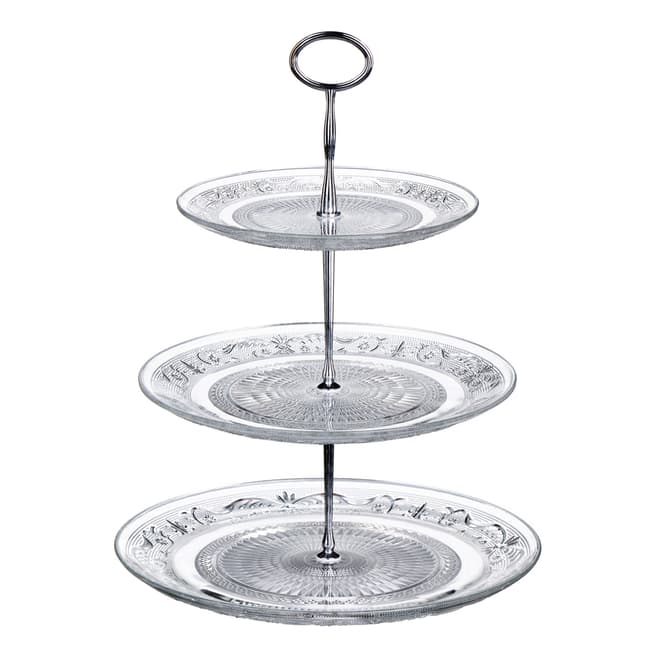Premier Housewares Cake Stand, Clear Glass, 3 Tier