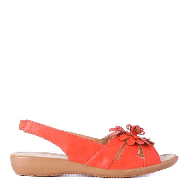 Natrelle Orange Phyllis Flower Slingback Sandals 3cm Heel