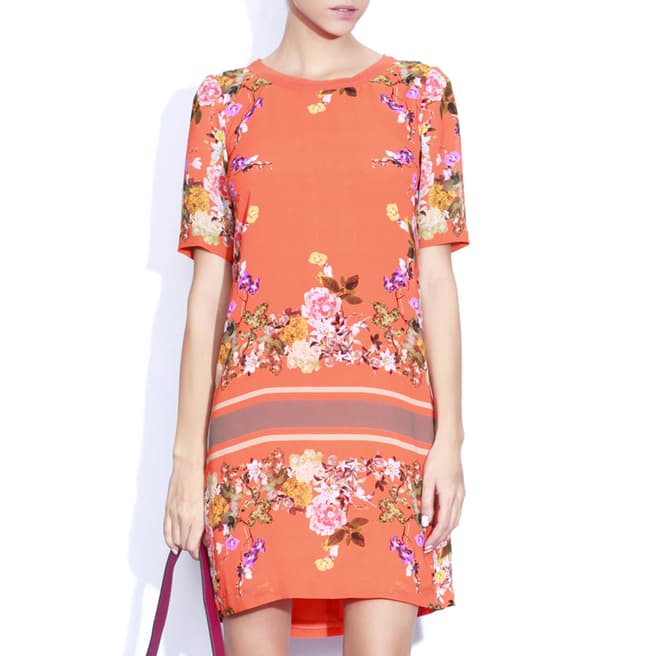 Nissa Orange Floral Printed Dress