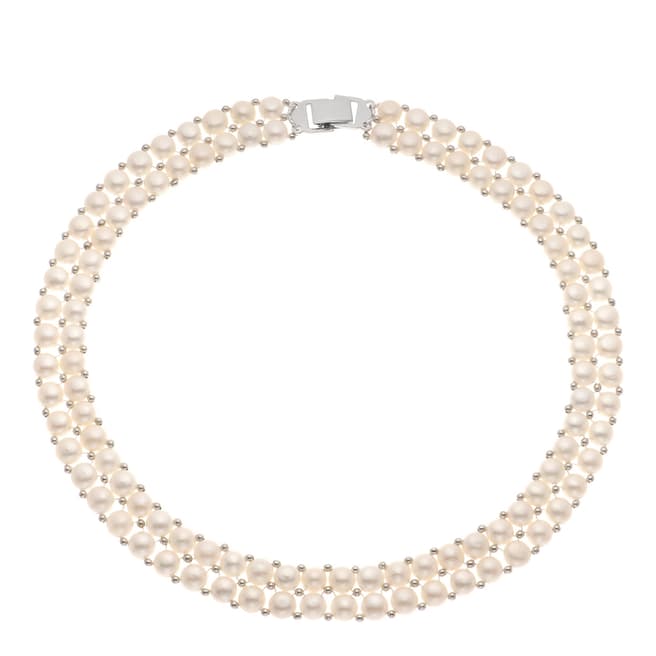 Just Pearl White Double Layer Freshwater Pearl Necklace