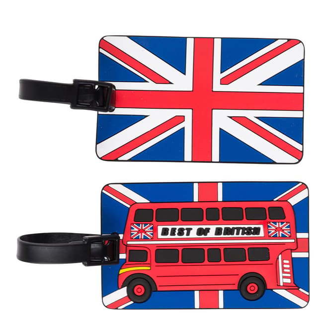 Les Bagagistes Set Of Two Blue/Red/White Luggage Tags