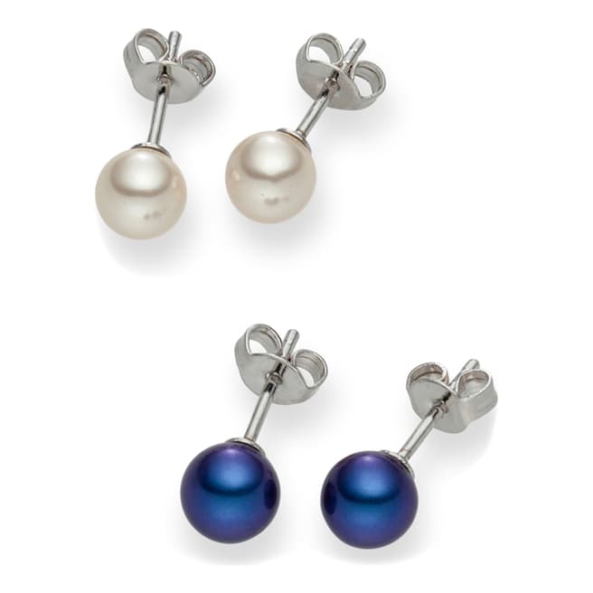 Nova Pearls Copenhagen Set of Two White/Violet Pearl Stud Earrings