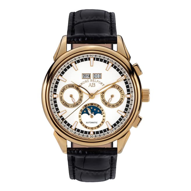 Andre Belfort Men's Gold/Black Ambassadeur Leather Watch