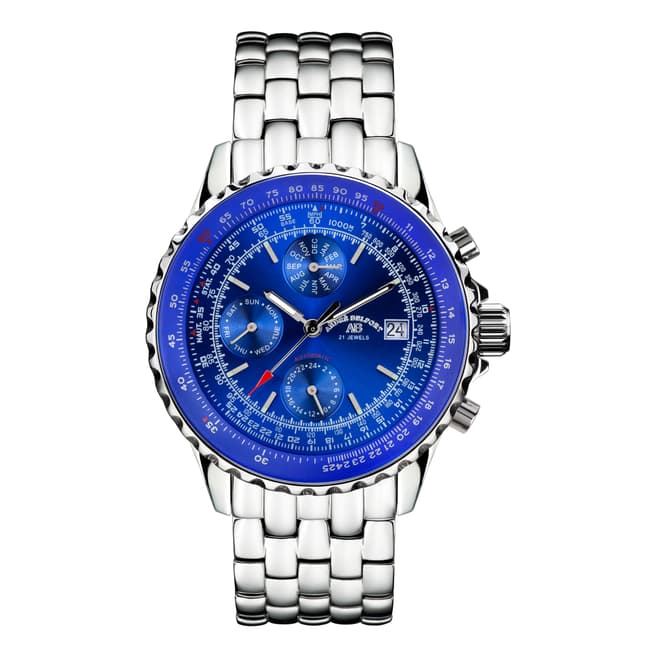 Andre Belfort Men's Silver/Blue Stainless Steel Bracelet Watch