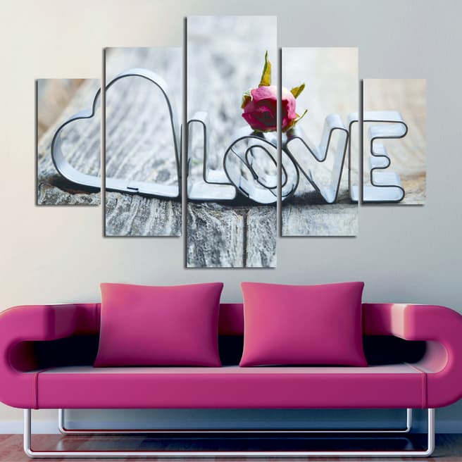 Miracle Multicolour Love/Rose Five Piece Wall Art